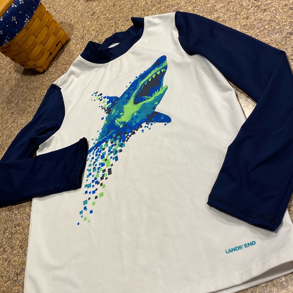 Lands End Medium 8 Long Sleeve Kids Rash Guard